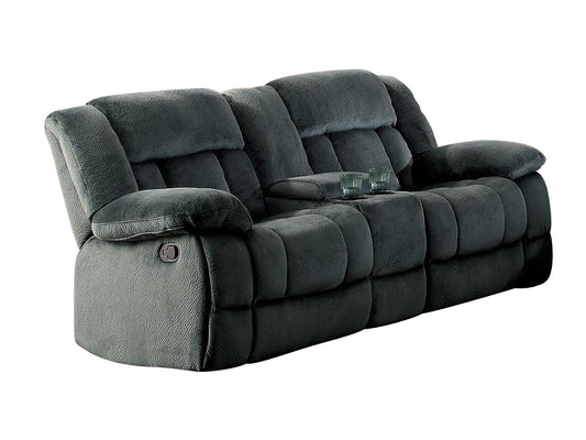 Homelegance Laurelton Double Glider Reclining Love Seat with Center Console in Microfiber - Charcoal