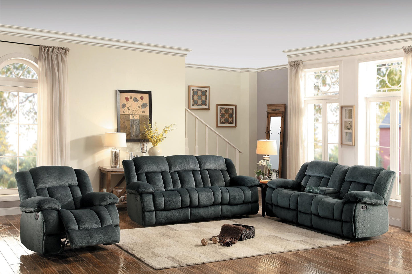 Homelegance Laurelton Double Reclining Sofa in Microfiber - Charcoal