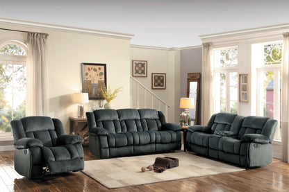 Homelegance Laurelton 2PC Double Reclining Sofa & Glider Reclining Chair in Microfiber - Charcoal