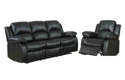 Homelegance Cranley 2PC Set Double Reclining Sofa & Recliner Chair in Leather - Black