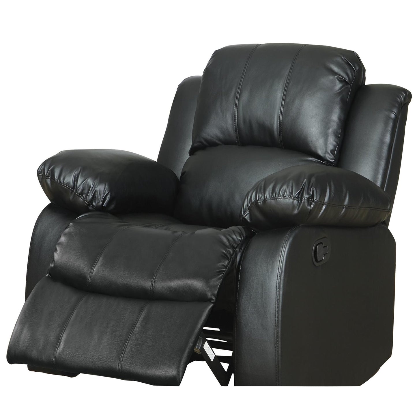 Homelegance Cranley 3PC Set Double Reclining Sofa, Love Seat & Recliner Chair in Leather - Black