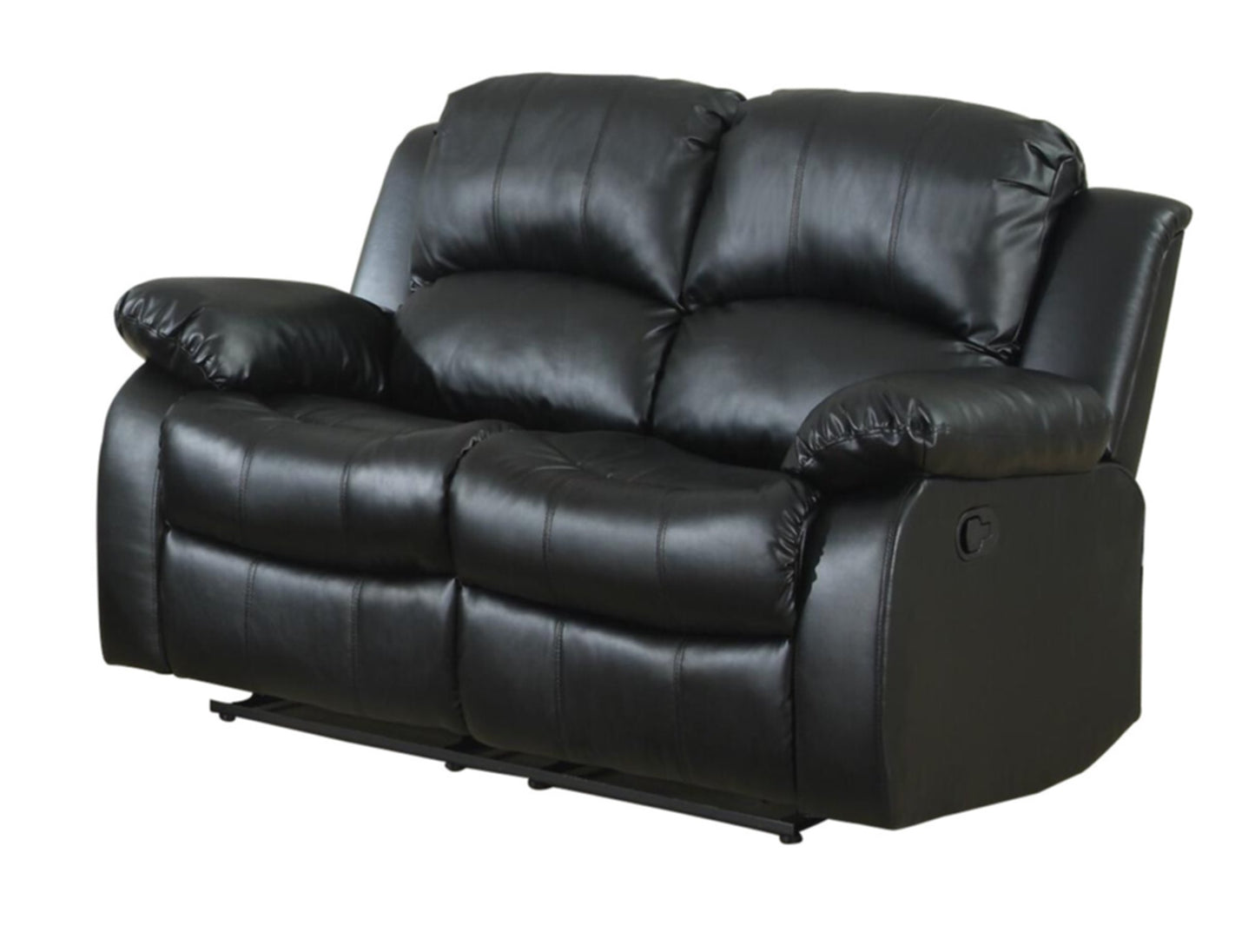 Homelegance Cranley 2PC Set Double Reclining Love Seat & Recliner Chair in Leather - Black