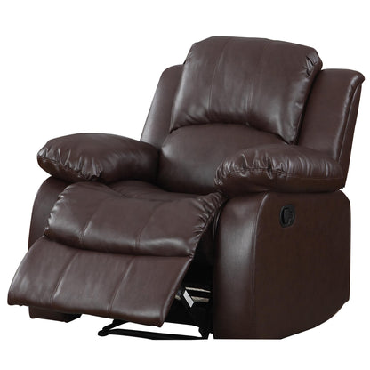 Homelegance Cranley 3PC Set Double Reclining Sofa, Love Seat & Recliner Chair in Leather - Brown