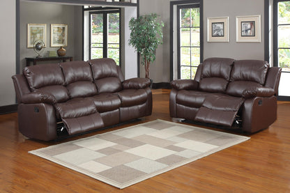 Homelegance Cranley Double Reclining Love Seat in Leather - Brown