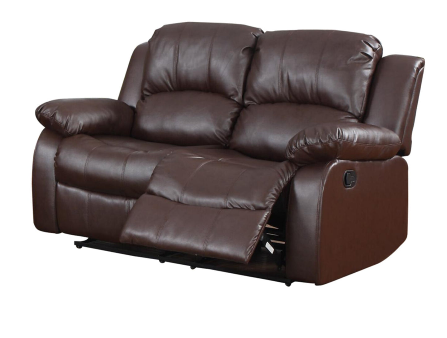 Homelegance Cranley 3PC Set Double Reclining Sofa, Love Seat & Recliner Chair in Leather - Brown