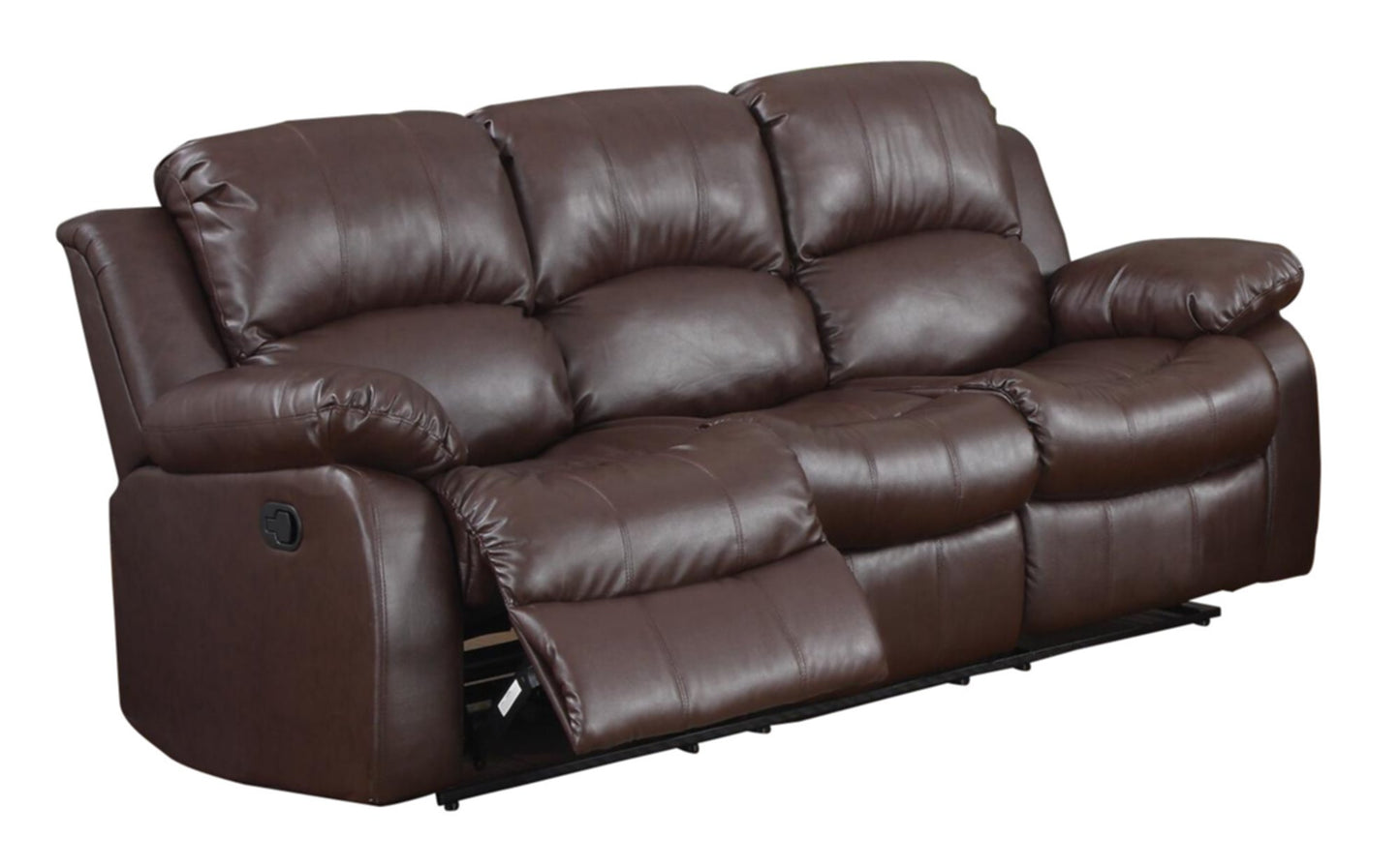 Homelegance Cranley 3PC Set Double Reclining Sofa, Love Seat & Recliner Chair in Leather - Brown