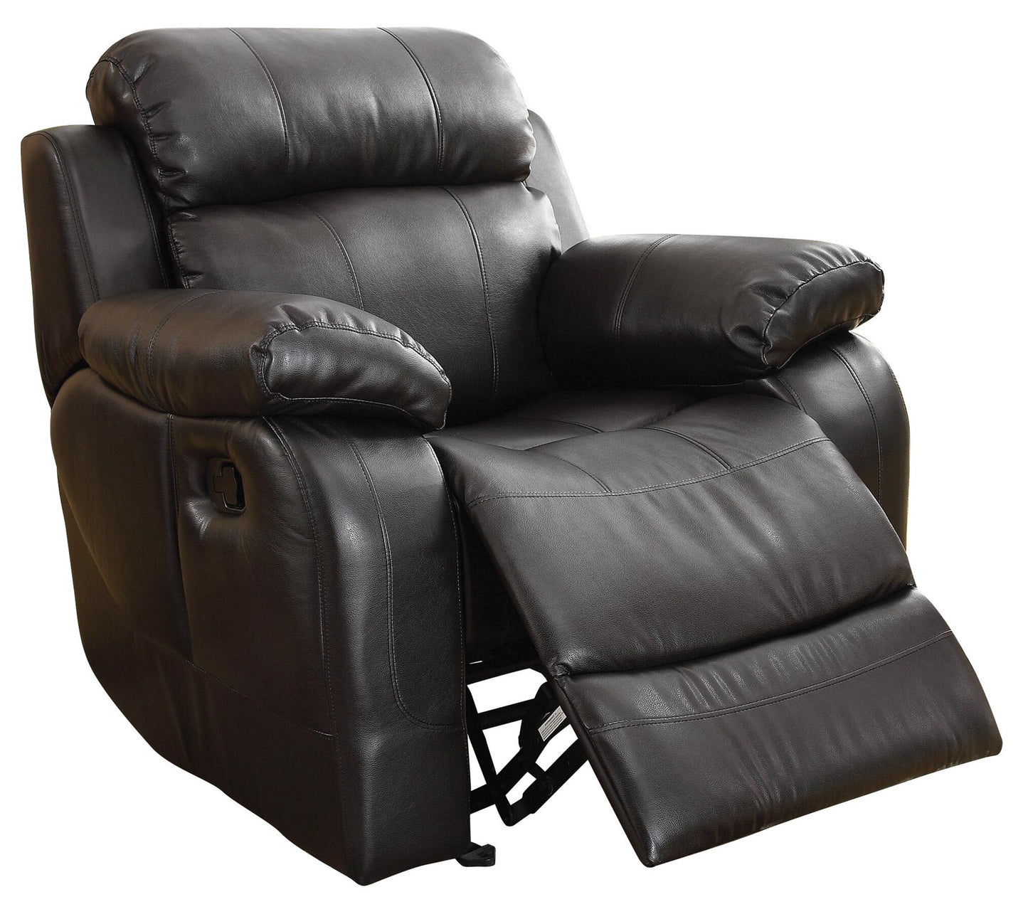 Homelegance Marille2PC Set Double Glider Reclining Love Seat with Console & Glider Recliner Chair in Leather - Black