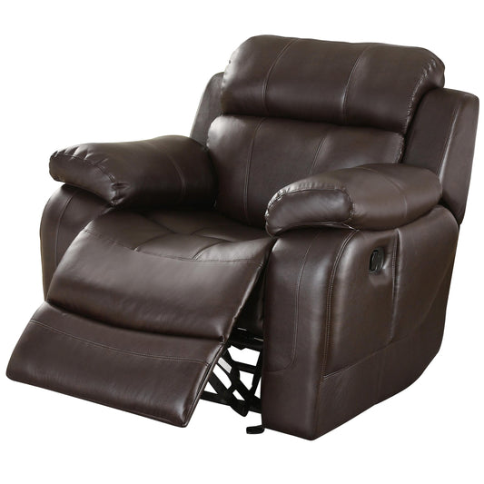 Homelegance MarilleGlider Recliner Chair in Leather - Dark Brown