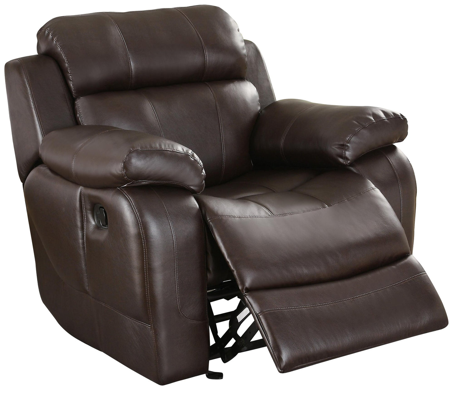Homelegance Marille2PC Set Double Glider Reclining Love Seat with Console & Glider Recliner Chair in Leather - Dark Brown
