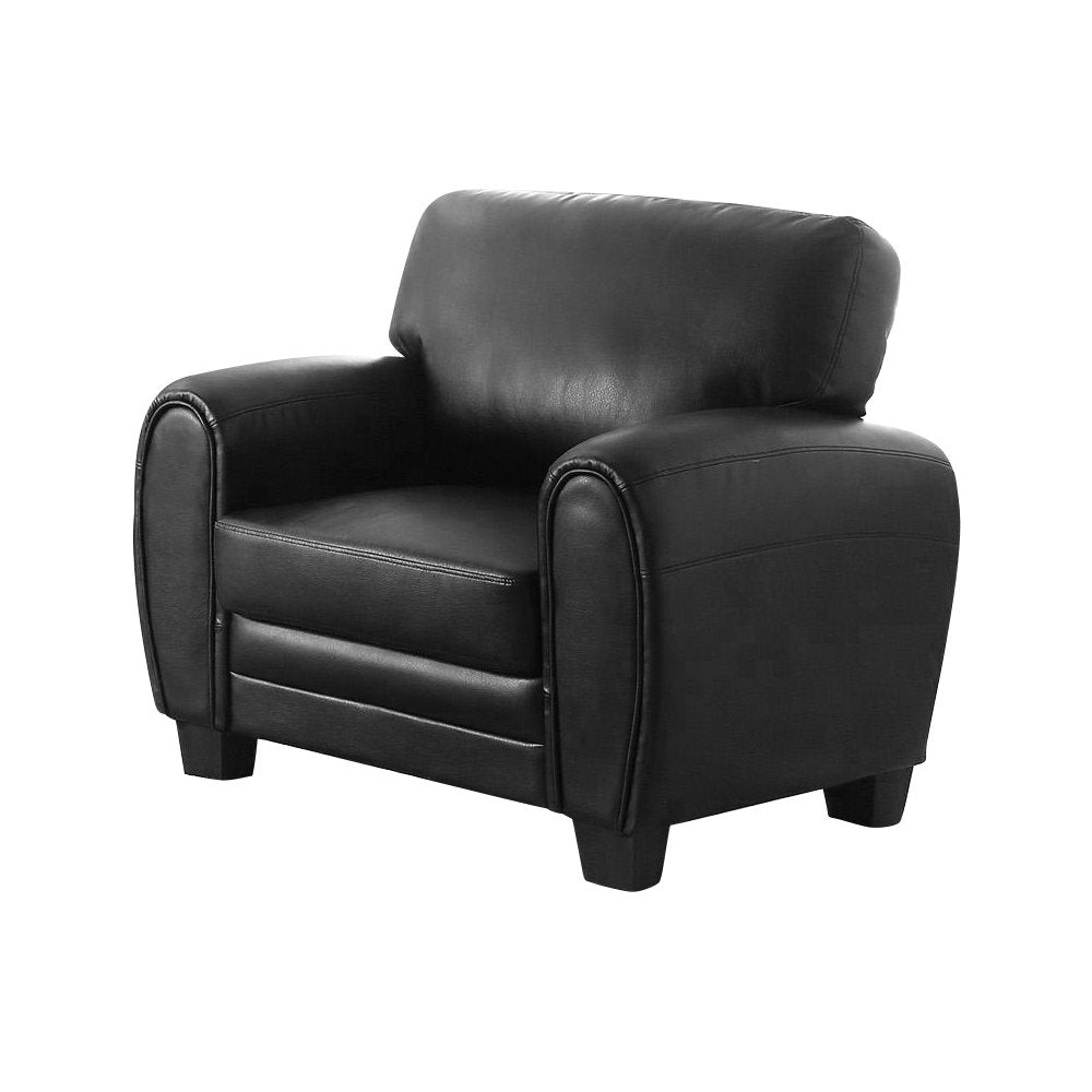 Homelegance Rubin 3PC Set Sofa, Love Seat & Chair in Microfiber - Black