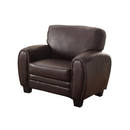 Homelegance Rubin 2PC Set Love Seat & Chair in Leather - Dark Brown