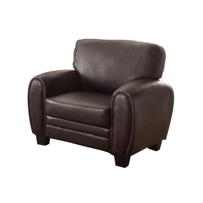 Homelegance Rubin 3PC Set Sofa, Love Seat & Chair in Leather - Dark Brown