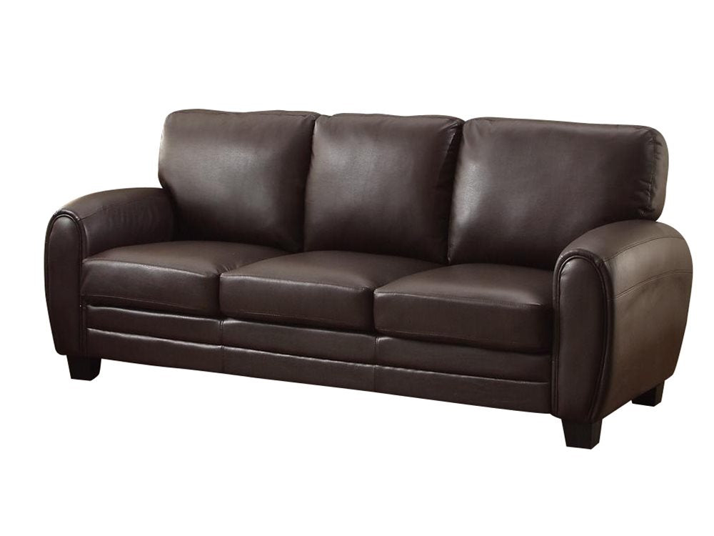 Homelegance Rubin 3PC Set Sofa, Love Seat & Chair in Leather - Dark Brown