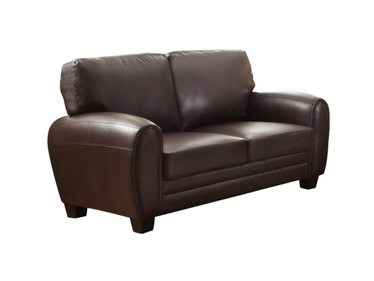 Homelegance Rubin Love Seat in Leather - Dark Brown