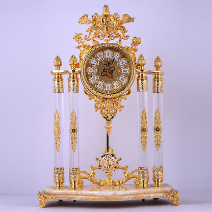 Clock in Brass & Lucite & Marble Finish AC9916 European Traditional Victorian