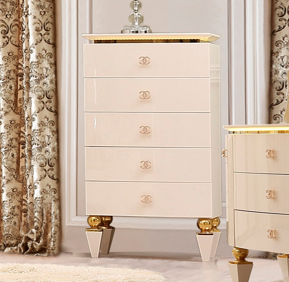 Chest in White Gloss Finish CHE9935 European Traditional Victorian