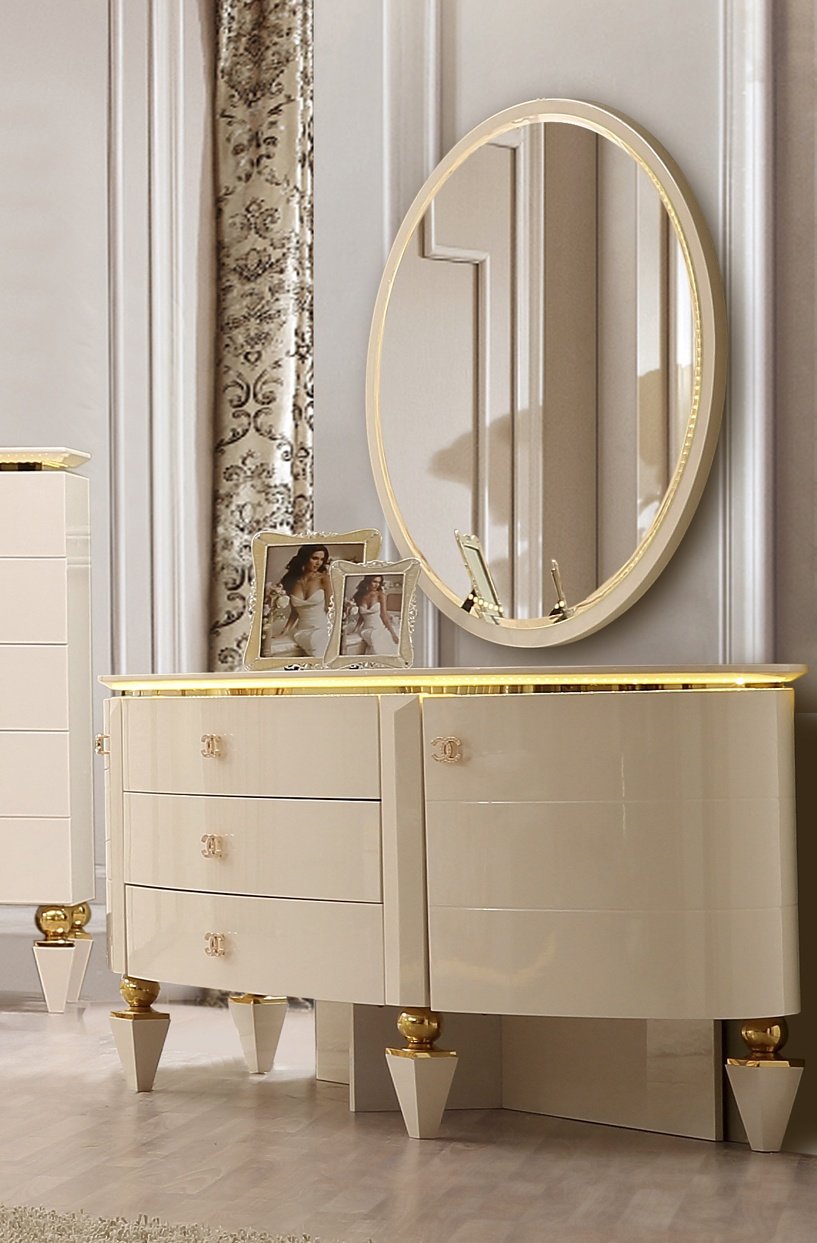 Dresser in White Gloss Finish DR9935 European Traditional Victorian