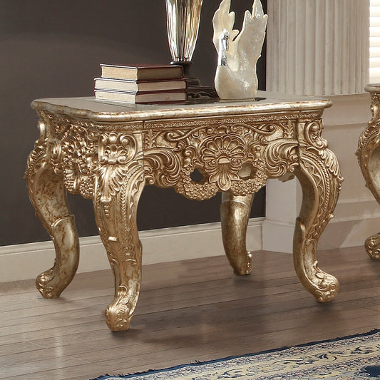 End Table in Champagne Metallic Gold & Silver Blend Finish E998G European