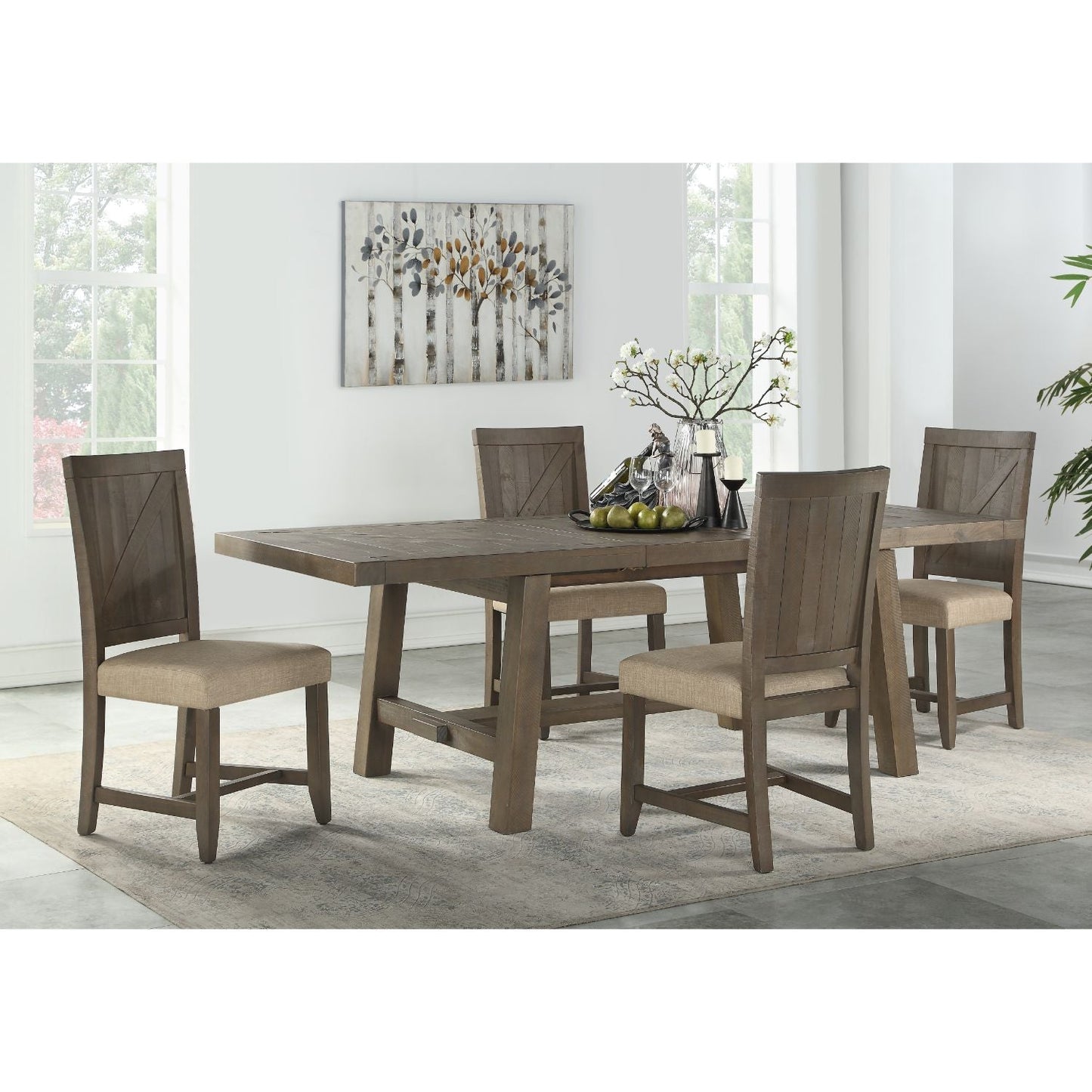 Modus Taryn 6PC Rectangle Dining Set w Wood Chair in Rustic Grey