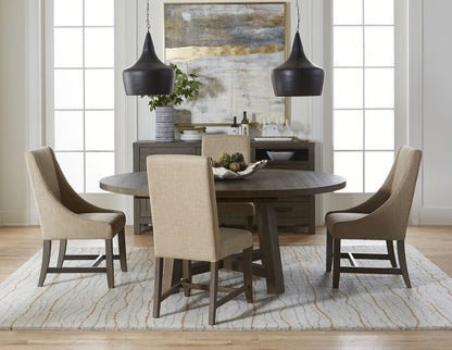 Modus Taryn 5PC Round Table Set w Upholstered Chair in Rustic Grey