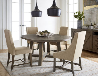 Modus Taryn 5PC Round Table Set w Upholstered Chair in Rustic Grey