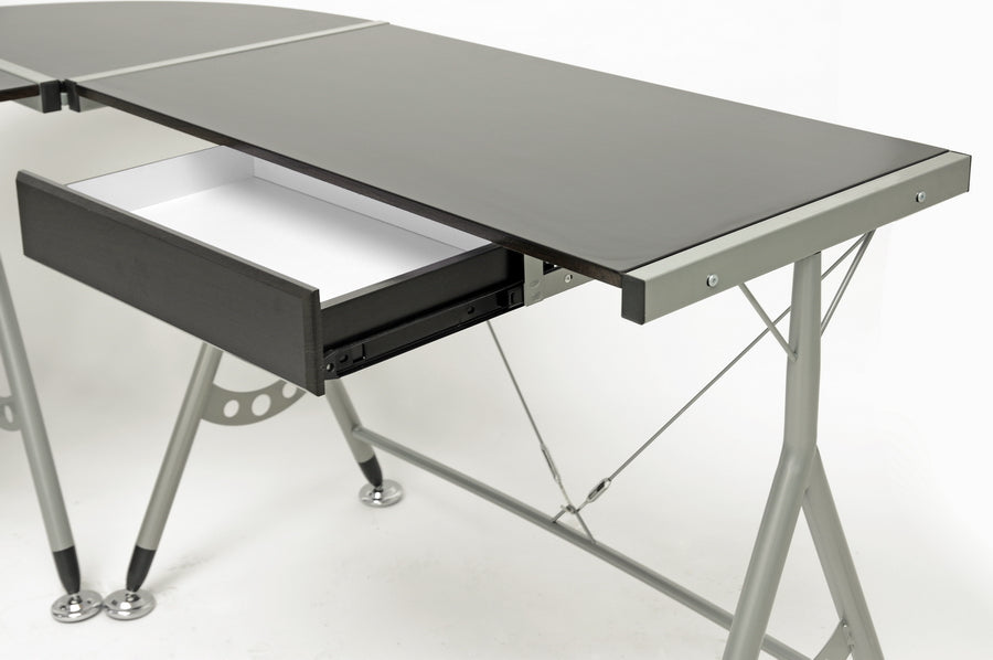 Contemporary Steel Computer Desk in Dark Brown