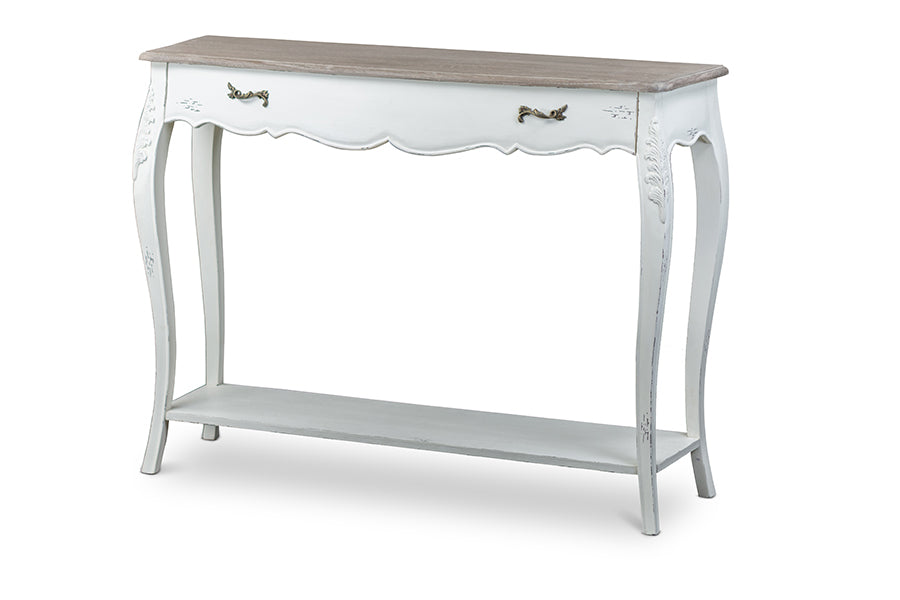 Traditional Shabby Chic Console Table in White/Light Brown