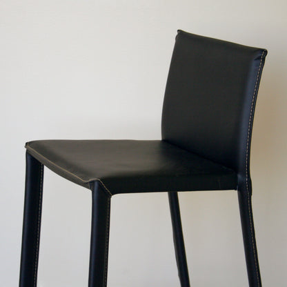 Modern 2 Stainless Steel Counter Height Stool in Black Bonded Leather
