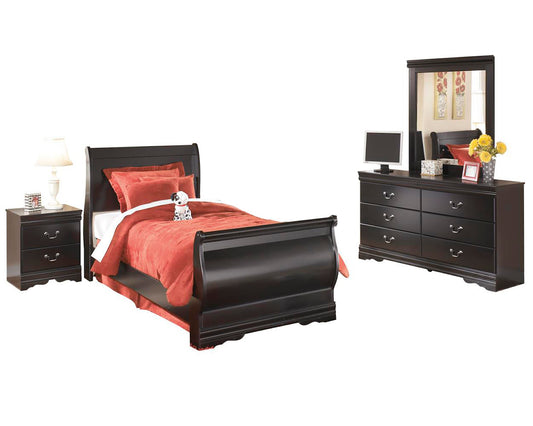 Ashley Huey Vineyard 4PC Twin Sleigh Bedroom Set In Black