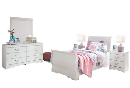 Ashley Anarasia 5PC Twin Sleigh Bedroom Set With 2 Nightstands In White