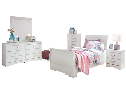 Ashley Anarasia 5PC Twin Sleigh Bedroom Set With Chest In White