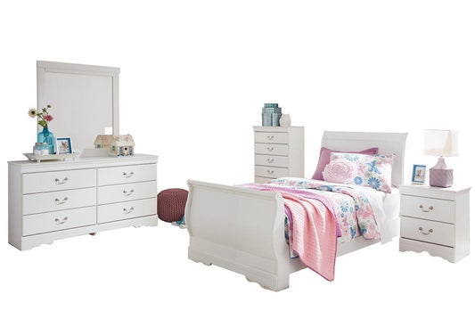 Ashley Anarasia 5PC Full Sleigh Bedroom Set With Chest In White
