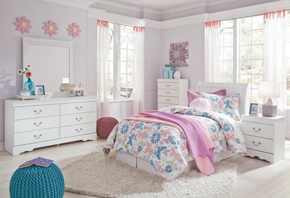 Ashley Anarasia  4PC Twin Sleigh Headboard Bedroom Set In White