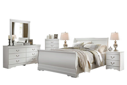 Ashley Anarasia 6PC Queen Sleigh Bedroom Set With 2 Nightstand & Chest In White