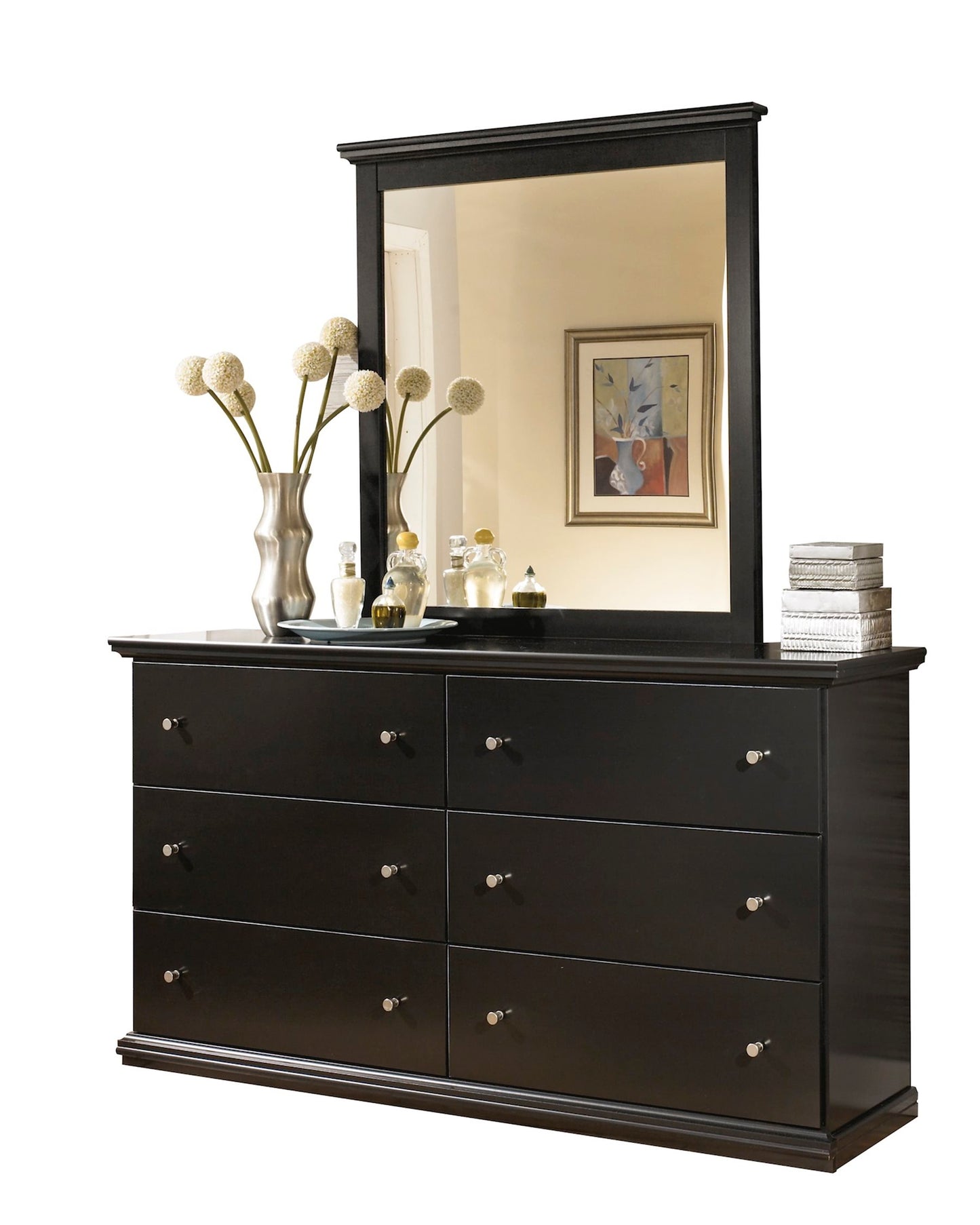 Ashley Maribel 5 PC Twin Panel Bedroom Set with two Nightstands in Black - The Furniture Space.