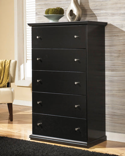 Ashley Maribel Five Drawer Chest in Black - The Furniture Space.