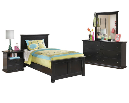 Ashley Maribel 4 PC Twin Panel Bedroom Set in Black - The Furniture Space.