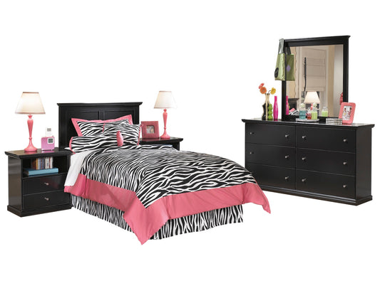 Ashley Maribel 5PC Queen Panel Headboard Bedroom Set with Two Nightstands in Black