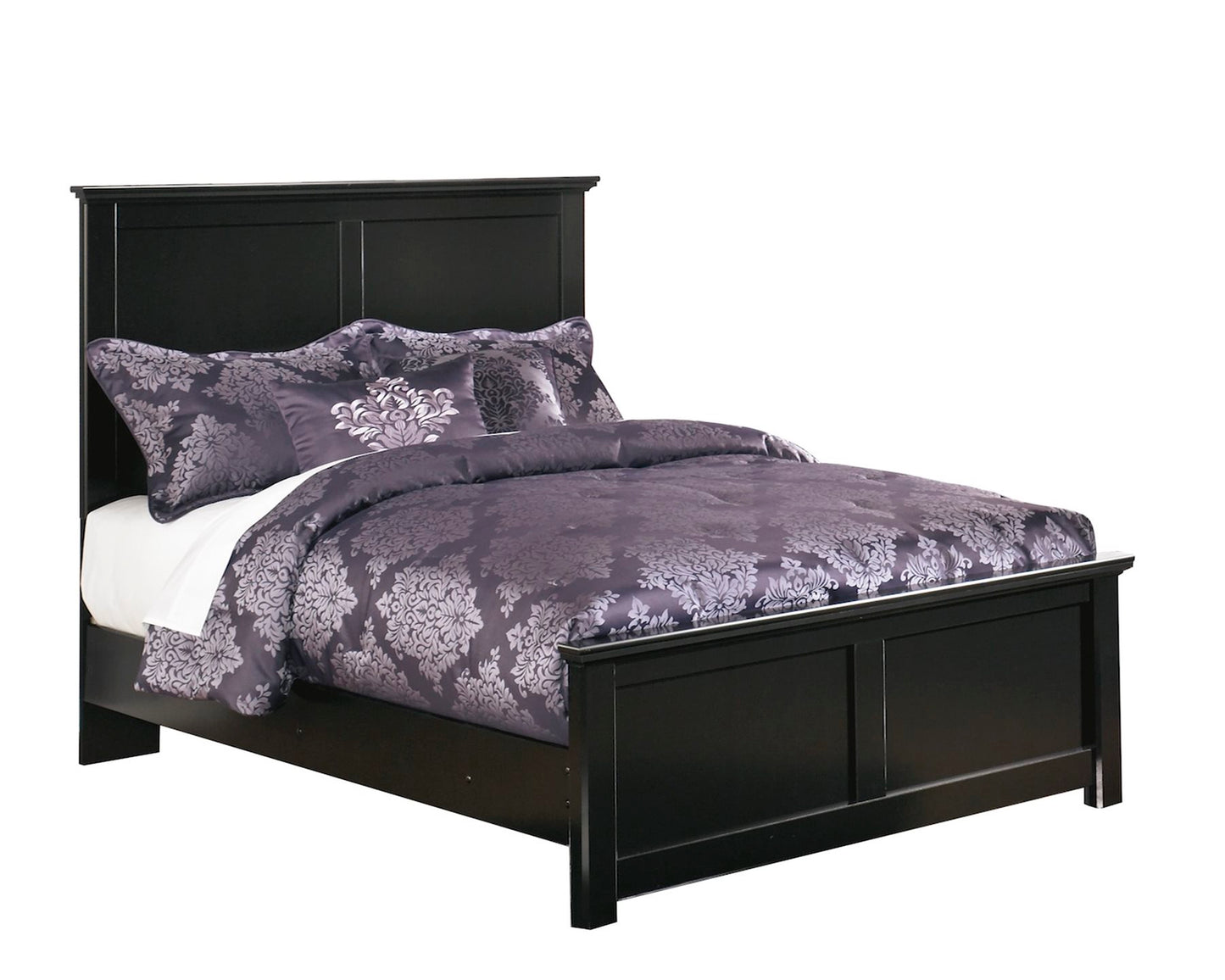 Ashley Maribel 6 PC Queen Panel Bedroom Set with Two Nightstand & Chest in Black - The Furniture Space.