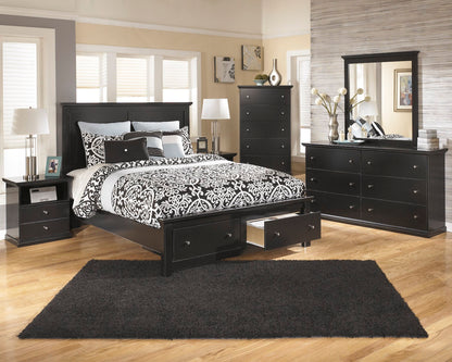 Ashley Maribel 5 PC Queen Storage Bed Bedroom Set with two Nightstands in Black - The Furniture Space.