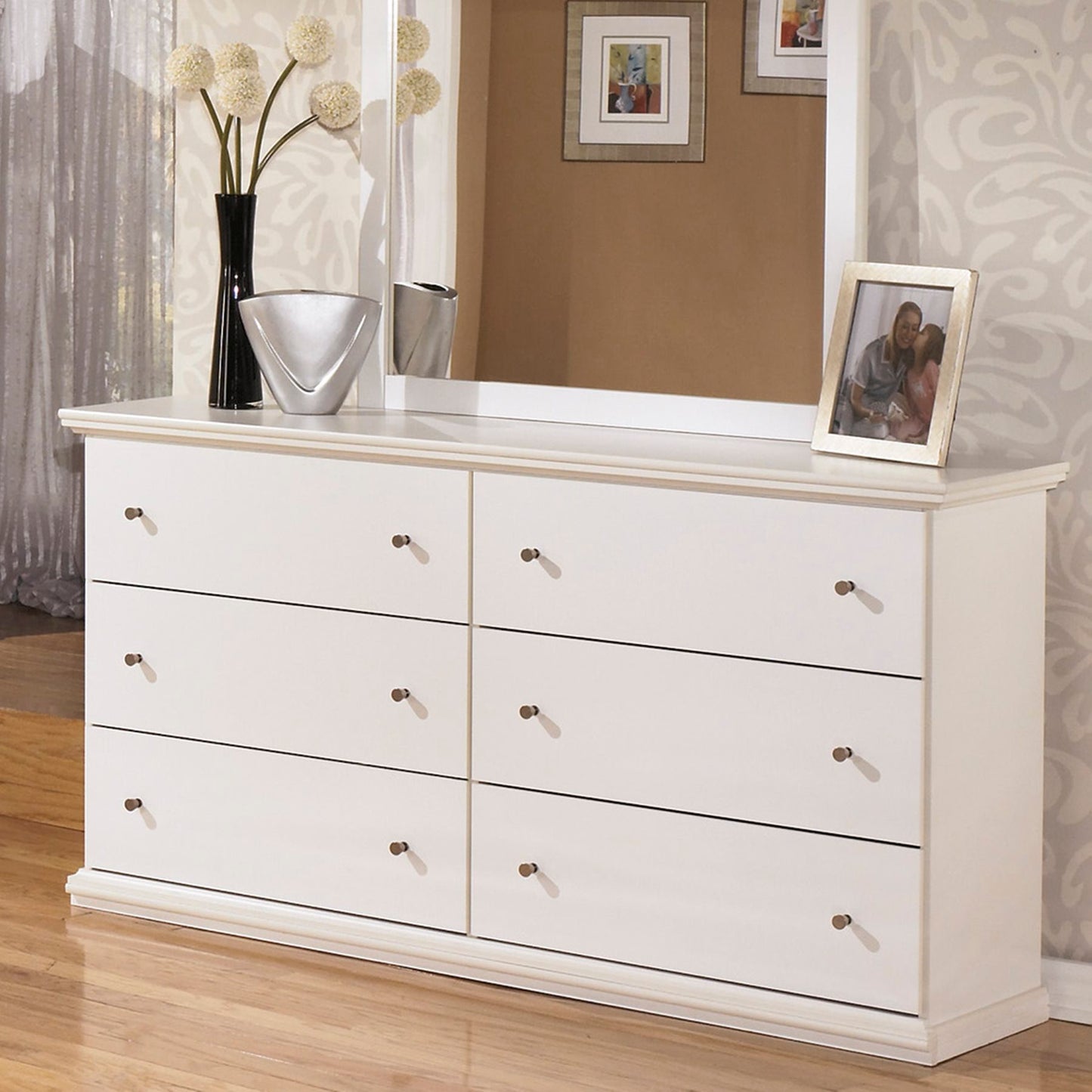Ashley Bostwick Shoals Six Drawer Dresser in White - The Furniture Space.