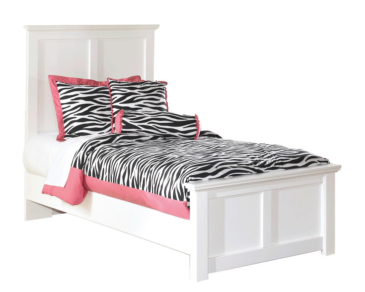 Ashley Bostwick Shoals 6 PC Twin Panel Bedroom Set with Two Nightstand & Chest in White - The Furniture Space.