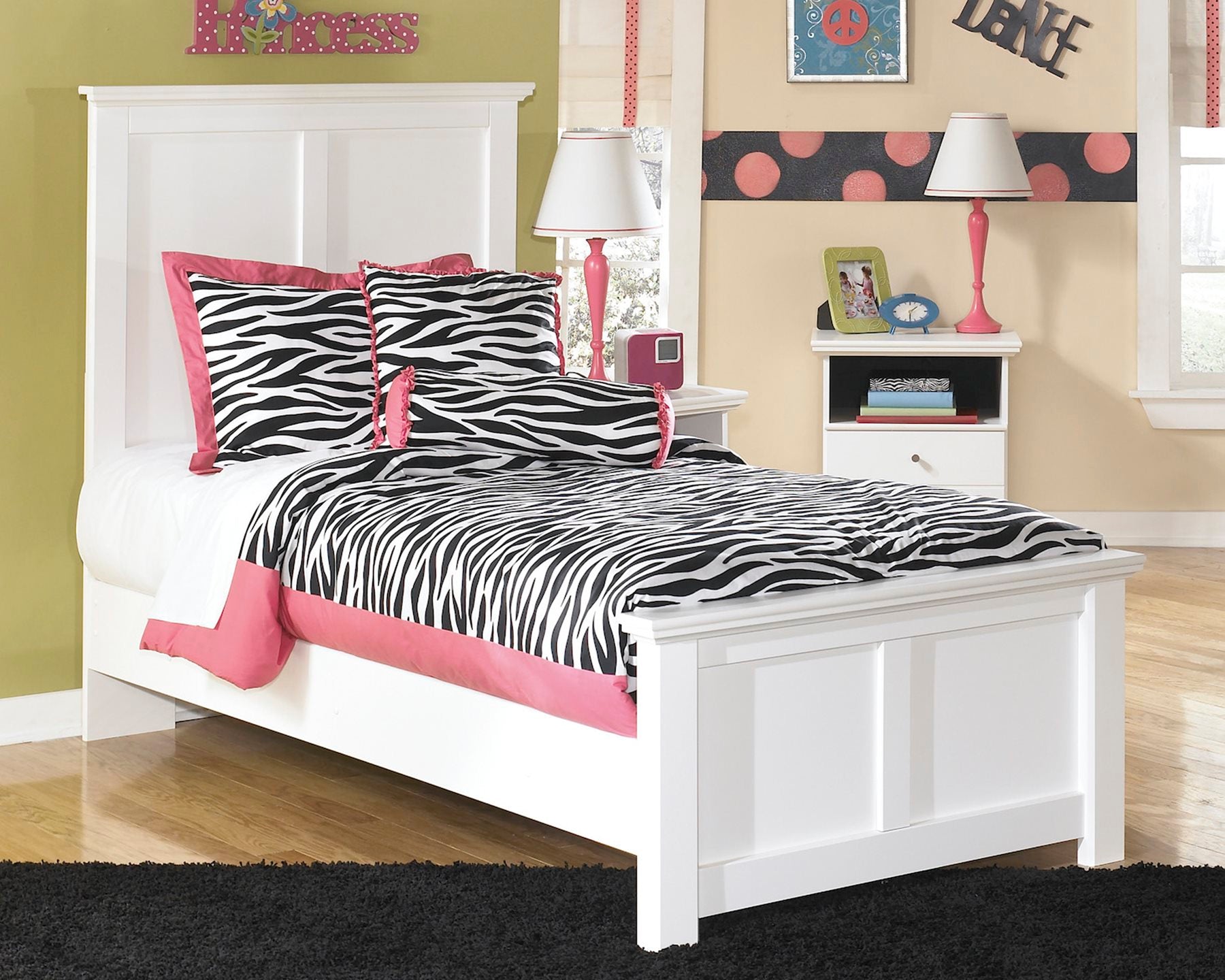 Ashley Bostwick Shoals Twin Panel Bed in White - The Furniture Space.