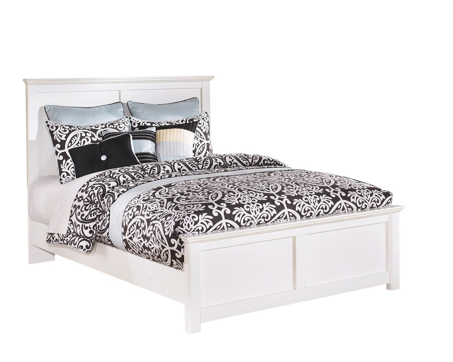 Ashley Bostwick Shoals 4 PC Queen Panel Bedroom Set in White - The Furniture Space.