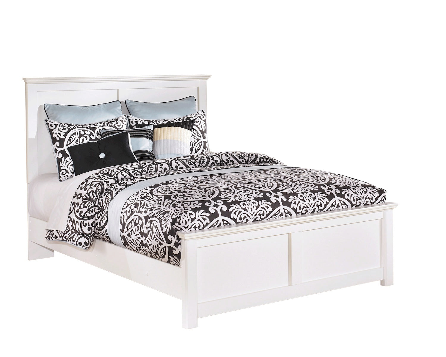 Ashley Bostwick Shoals 5 PC Queen Panel Bedroom Set with Chest in White - The Furniture Space.