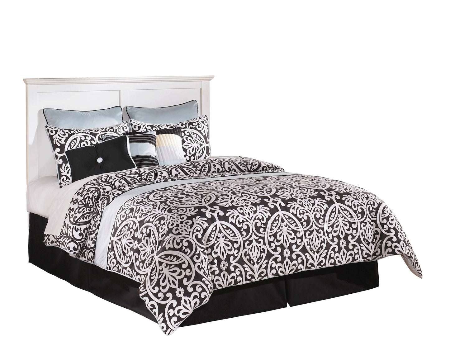 Ashley Bostwick Shoals 6 PC E King Panel Headboard Bedroom Set with Two Nightstand & Chest in White - The Furniture Space.