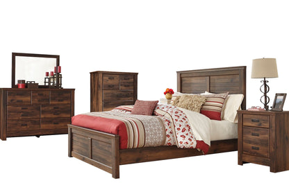 Ashley Quinden 5PC E King Panel Bedroom Set with Chest in Dark Brown