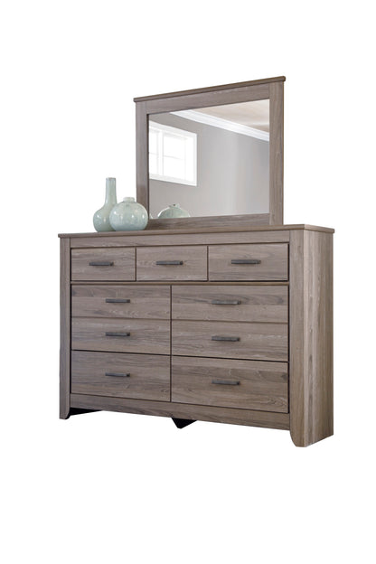 Ashley Zelen Dresser & Mirror In Warm Gray