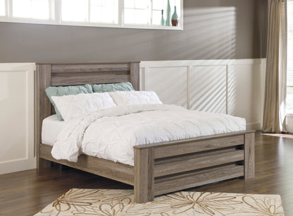 Ashley Zelen Queen Panel Bed In Warm Gray