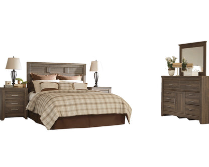 Ashley Juararo 5PC E King/Cal  Panel Bedroom Set With Two Nightstand In Dark Brown
